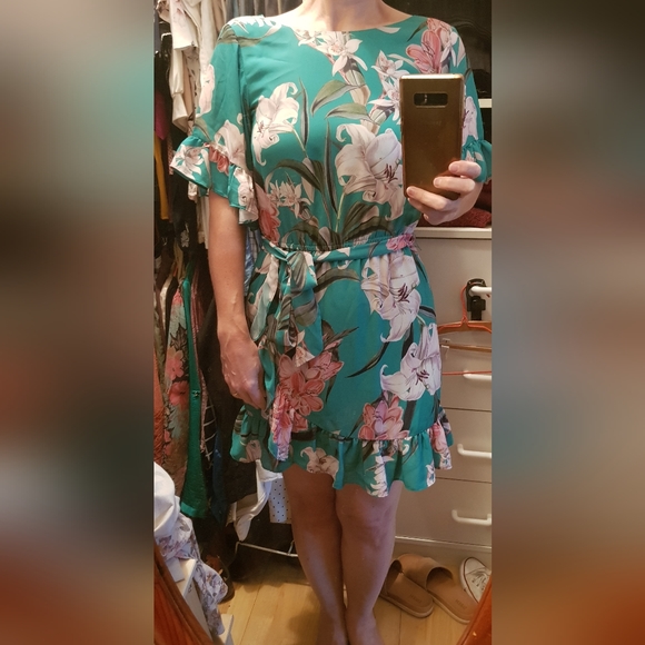 Portmans green floral mini dress - Picture 3 of 9
